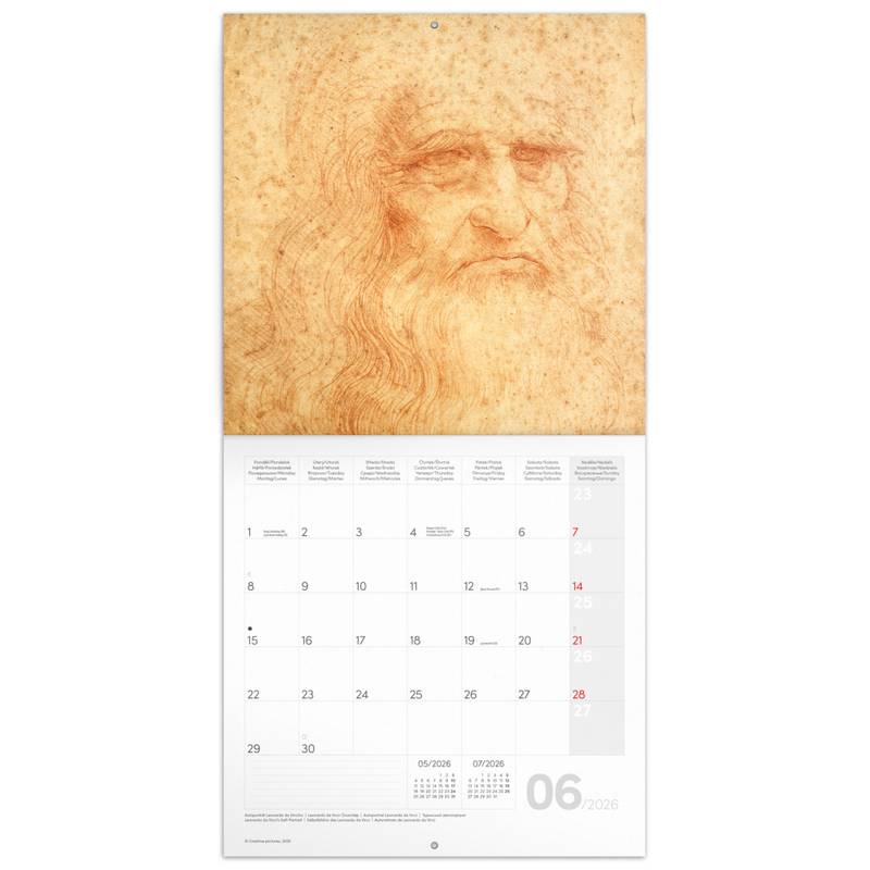 NOTIQUE Poznámkový kalendář Leonardo da Vinci 2026, 30 x 30 cm NOTIQUE Poznámkový kalendář Leonardo da Vinci 2026, 30 x 30 cm