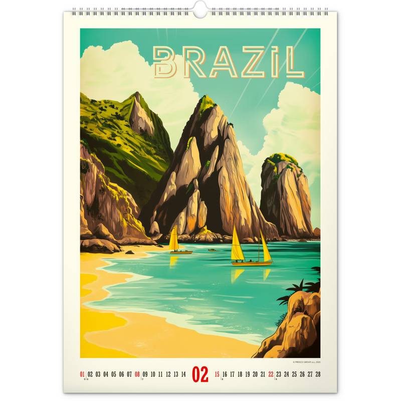 NOTIQUE Nástenný kalendár Vintage plagáty – tropické raje 2026, 33 x 46 cm NOTIQUE Nástenný kalendár Vintage plagáty – tropické raje 2026, 33 x 46 cm