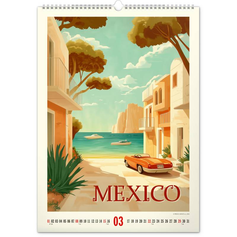 NOTIQUE Nástenný kalendár Vintage plagáty – tropické raje 2026, 33 x 46 cm NOTIQUE Nástenný kalendár Vintage plagáty – tropické raje 2026, 33 x 46 cm