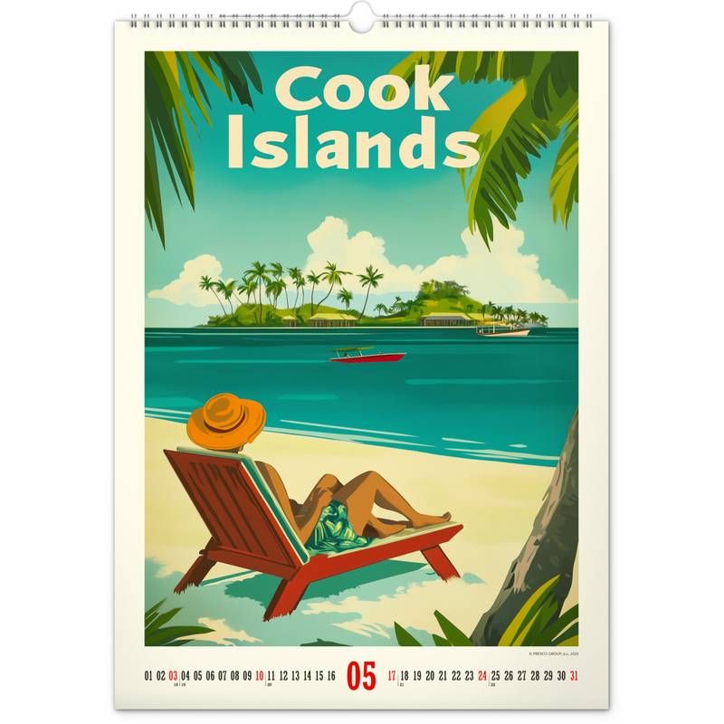 NOTIQUE Nástenný kalendár Vintage plagáty – tropické raje 2026, 33 x 46 cm NOTIQUE Nástenný kalendár Vintage plagáty – tropické raje 2026, 33 x 46 cm