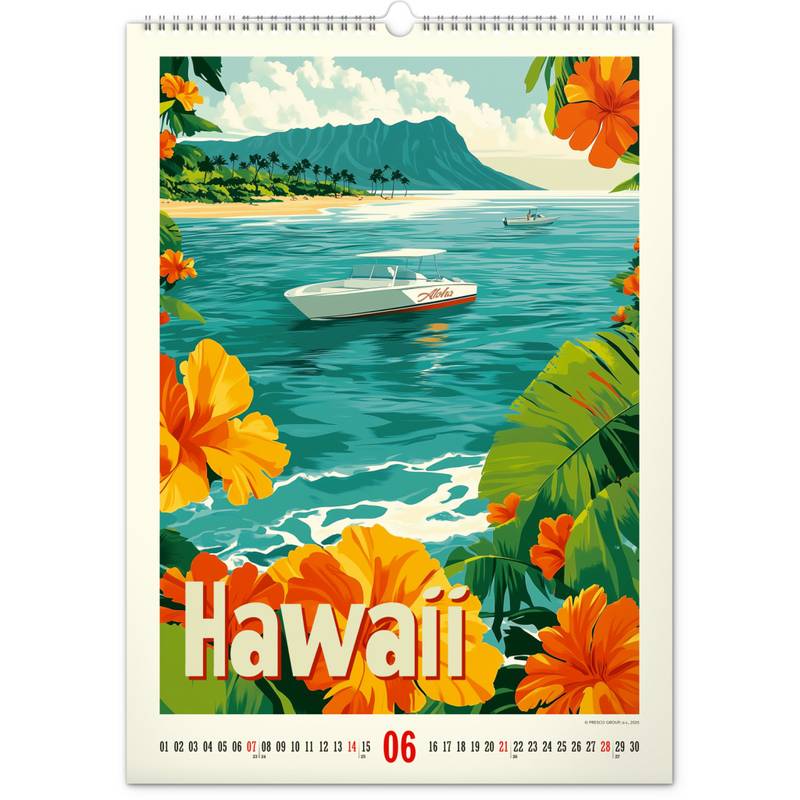 NOTIQUE Nástenný kalendár Vintage plagáty – tropické raje 2026, 33 x 46 cm NOTIQUE Nástenný kalendár Vintage plagáty – tropické raje 2026, 33 x 46 cm