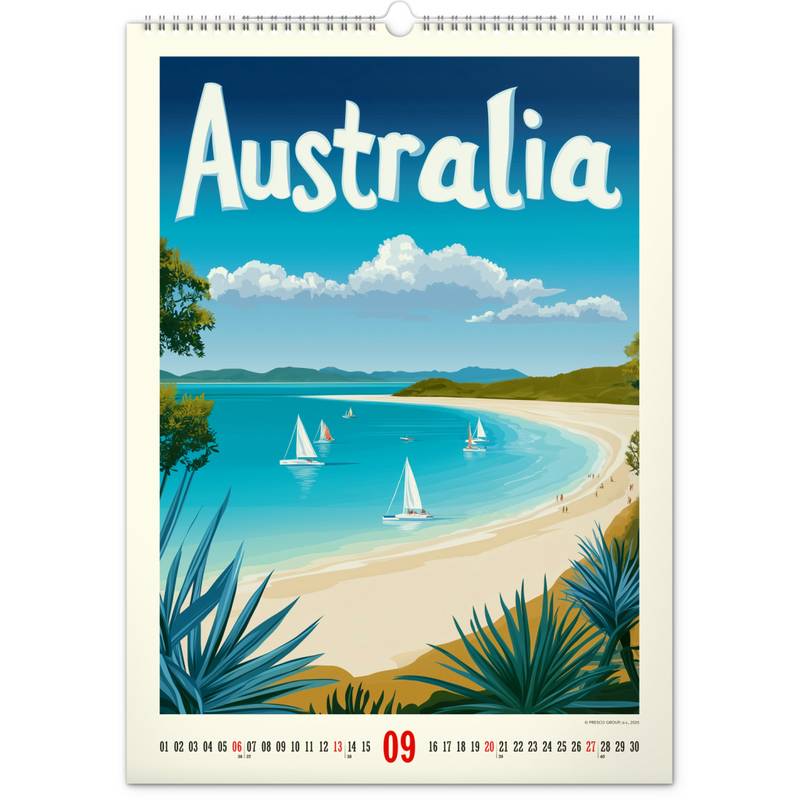 NOTIQUE Nástenný kalendár Vintage plagáty – tropické raje 2026, 33 x 46 cm NOTIQUE Nástenný kalendár Vintage plagáty – tropické raje 2026, 33 x 46 cm