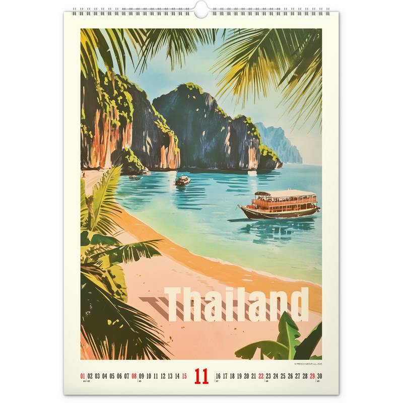 NOTIQUE Nástenný kalendár Vintage plagáty – tropické raje 2026, 33 x 46 cm NOTIQUE Nástenný kalendár Vintage plagáty – tropické raje 2026, 33 x 46 cm