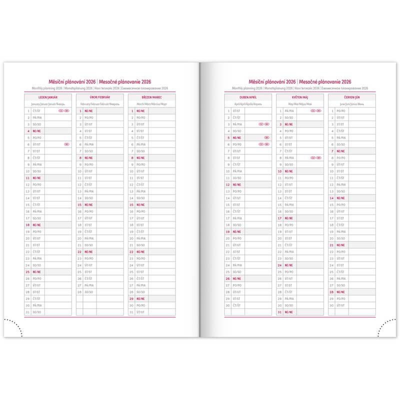 NOTIQUE Týdenní diář Tomy 2026, modro-červený, 15 x 21 cm NOTIQUE Týdenní diář Tomy 2026, modro-červený, 15 x 21 cm