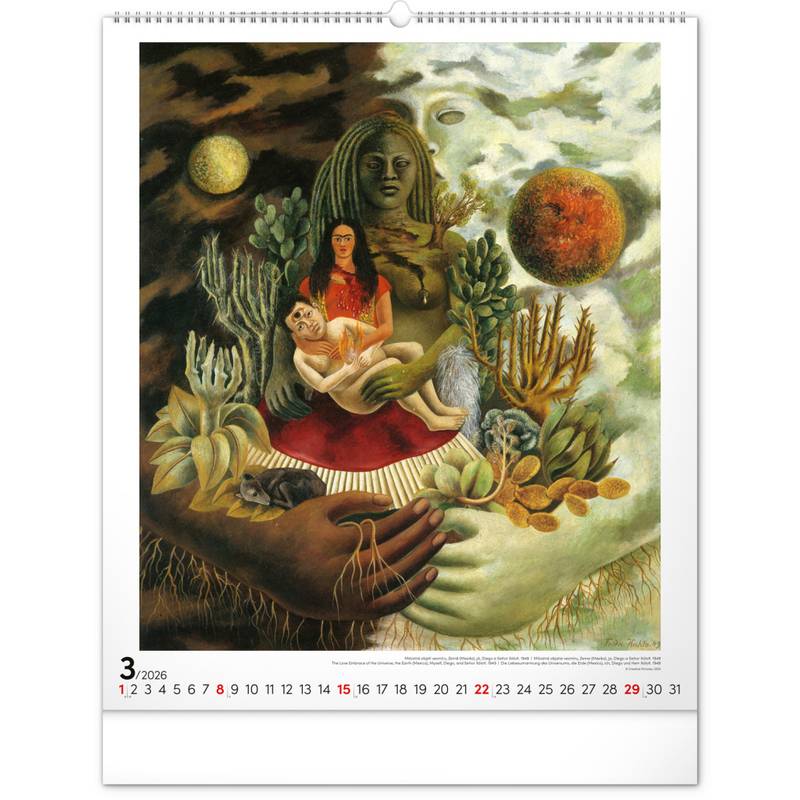 NOTIQUE Nástenný kalendár Frida Kahlo 2026, 48 x 56 cm NOTIQUE Nástenný kalendár Frida Kahlo 2026, 48 x 56 cm