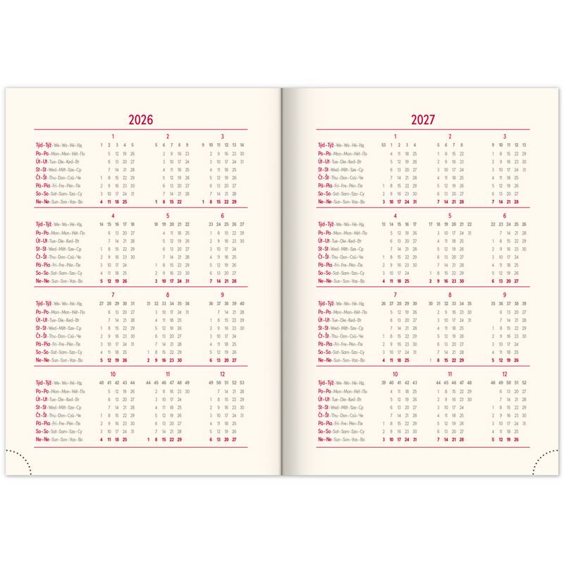 NOTIQUE Denný diár Essenza 2026, čerešňa, 15 x 21 cm NOTIQUE Denný diár Essenza 2026, čerešňa, 15 x 21 cm