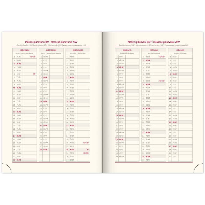 NOTIQUE Denný diár Essenza 2026, čerešňa, 15 x 21 cm NOTIQUE Denný diár Essenza 2026, čerešňa, 15 x 21 cm