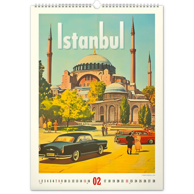 NOTIQUE Nástěnný kalendář Vintage plakáty - světová města 2026, 33 x 46 cm NOTIQUE Nástěnný kalendář Vintage plakáty - světová města 2026, 33 x 46 cm