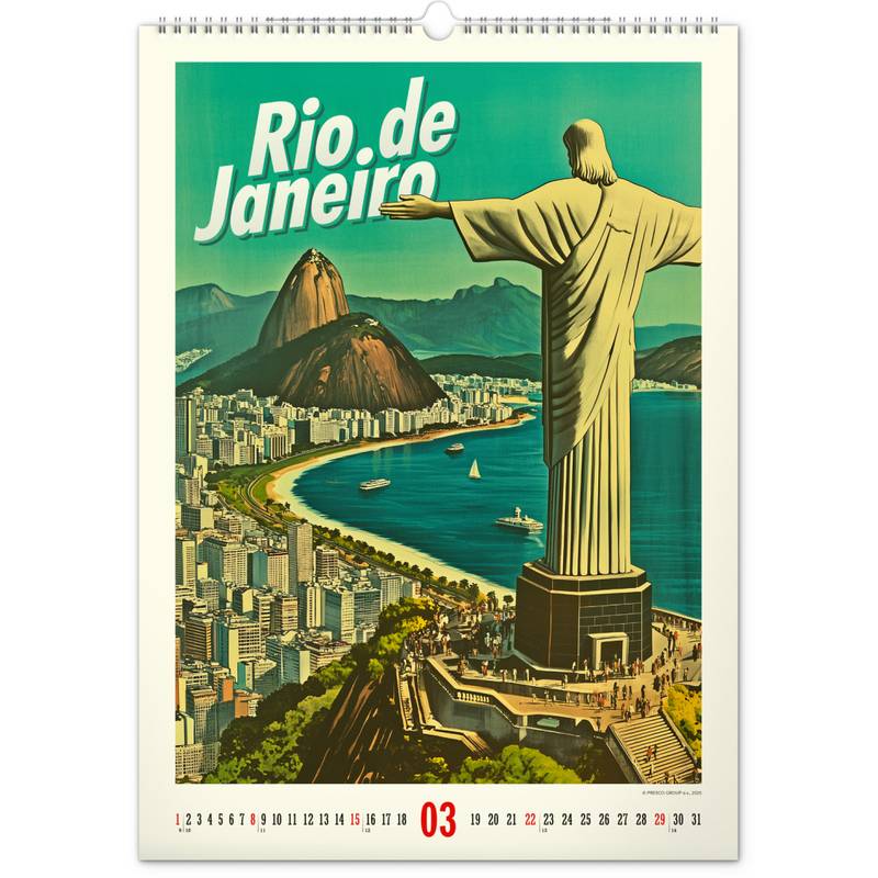 NOTIQUE Nástěnný kalendář Vintage plakáty - světová města 2026, 33 x 46 cm NOTIQUE Nástěnný kalendář Vintage plakáty - světová města 2026, 33 x 46 cm