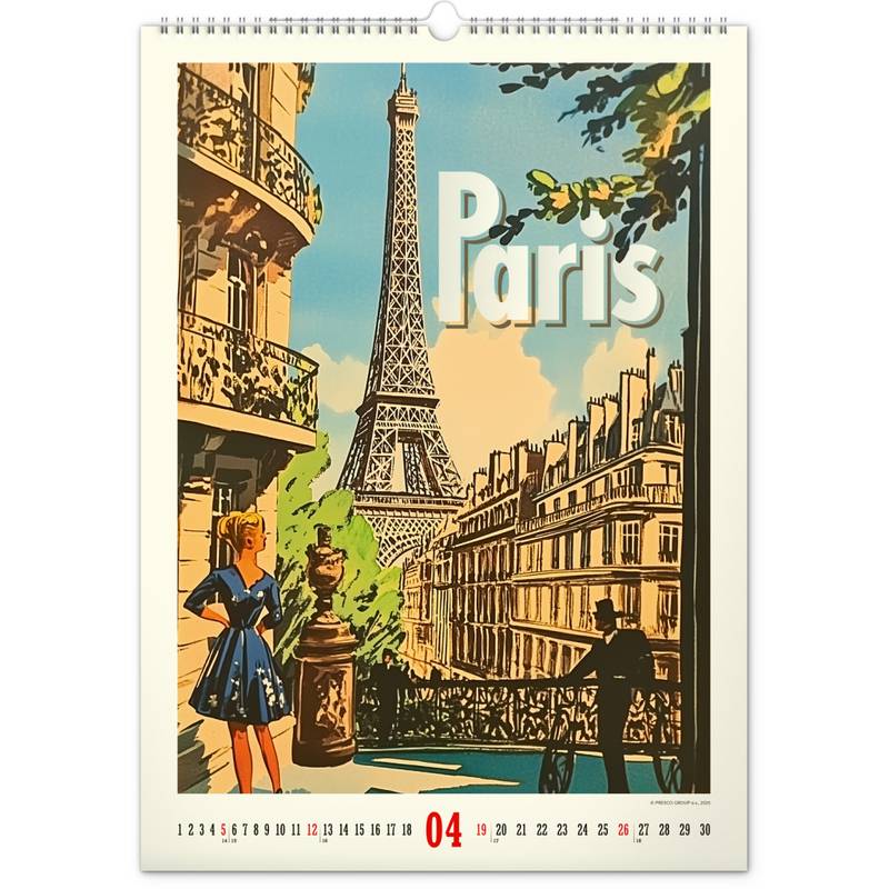 NOTIQUE Nástěnný kalendář Vintage plakáty - světová města 2026, 33 x 46 cm NOTIQUE Nástěnný kalendář Vintage plakáty - světová města 2026, 33 x 46 cm