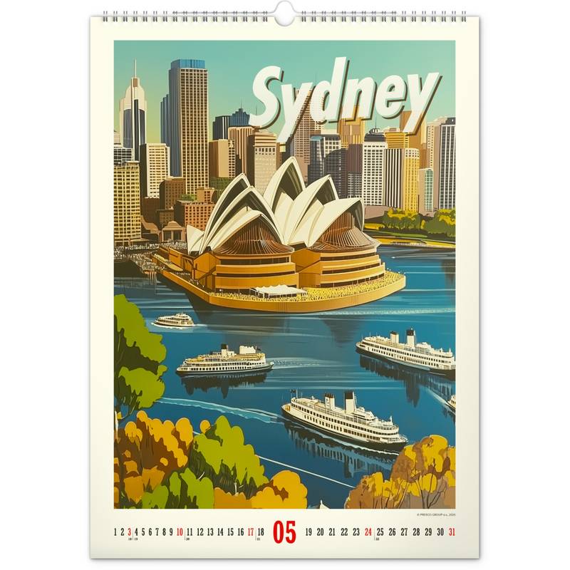 NOTIQUE Nástěnný kalendář Vintage plakáty - světová města 2026, 33 x 46 cm NOTIQUE Nástěnný kalendář Vintage plakáty - světová města 2026, 33 x 46 cm