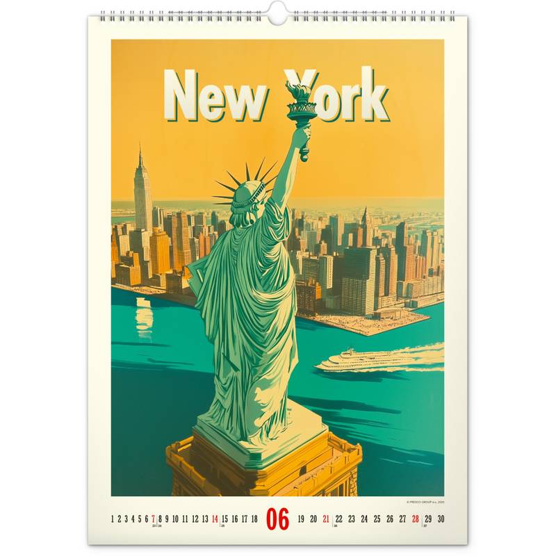 NOTIQUE Nástěnný kalendář Vintage plakáty - světová města 2026, 33 x 46 cm NOTIQUE Nástěnný kalendář Vintage plakáty - světová města 2026, 33 x 46 cm