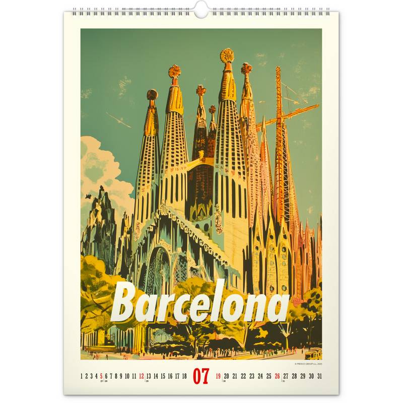 NOTIQUE Nástěnný kalendář Vintage plakáty - světová města 2026, 33 x 46 cm NOTIQUE Nástěnný kalendář Vintage plakáty - světová města 2026, 33 x 46 cm