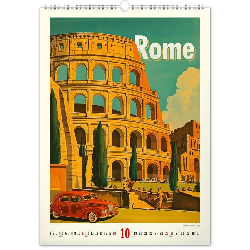 NOTIQUE Nástěnný kalendář Vintage plakáty - světová města 2026, 33 x 46 cm NOTIQUE Nástěnný kalendář Vintage plakáty - světová města 2026, 33 x 46 cm