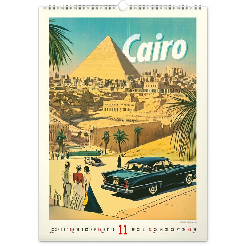 NOTIQUE Nástěnný kalendář Vintage plakáty - světová města 2026, 33 x 46 cm NOTIQUE Nástěnný kalendář Vintage plakáty - světová města 2026, 33 x 46 cm