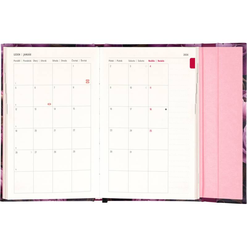 NOTIQUE Týždenný magnetický diár Fialové kvety 2026, 13 x 21 cm NOTIQUE Týždenný magnetický diár Fialové kvety 2026, 13 x 21 cm