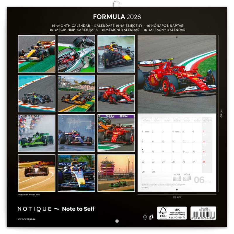 NOTIQUE Poznámkový kalendář Formule – Jiří Křenek 2026, 30 x 30 cm NOTIQUE Poznámkový kalendář Formule – Jiří Křenek 2026, 30 x 30 cm