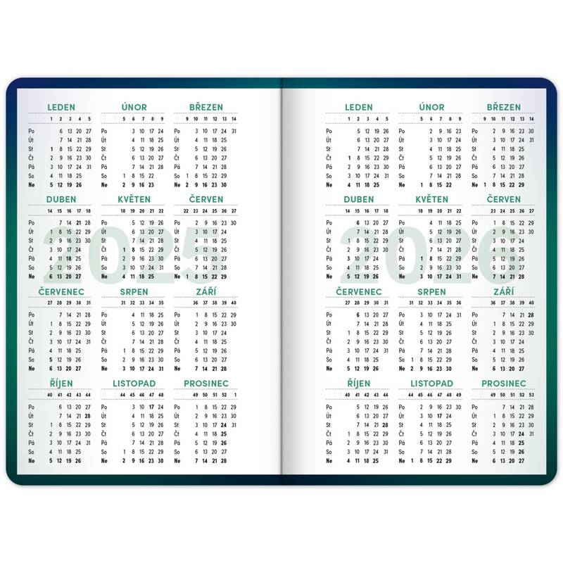 NOTIQUE Školní diář Zelený (září 2025 – prosinec 2026), 9,8 x 14,5 cm NOTIQUE Školní diář Zelený (září 2025 – prosinec 2026), 9,8 x 14,5 cm