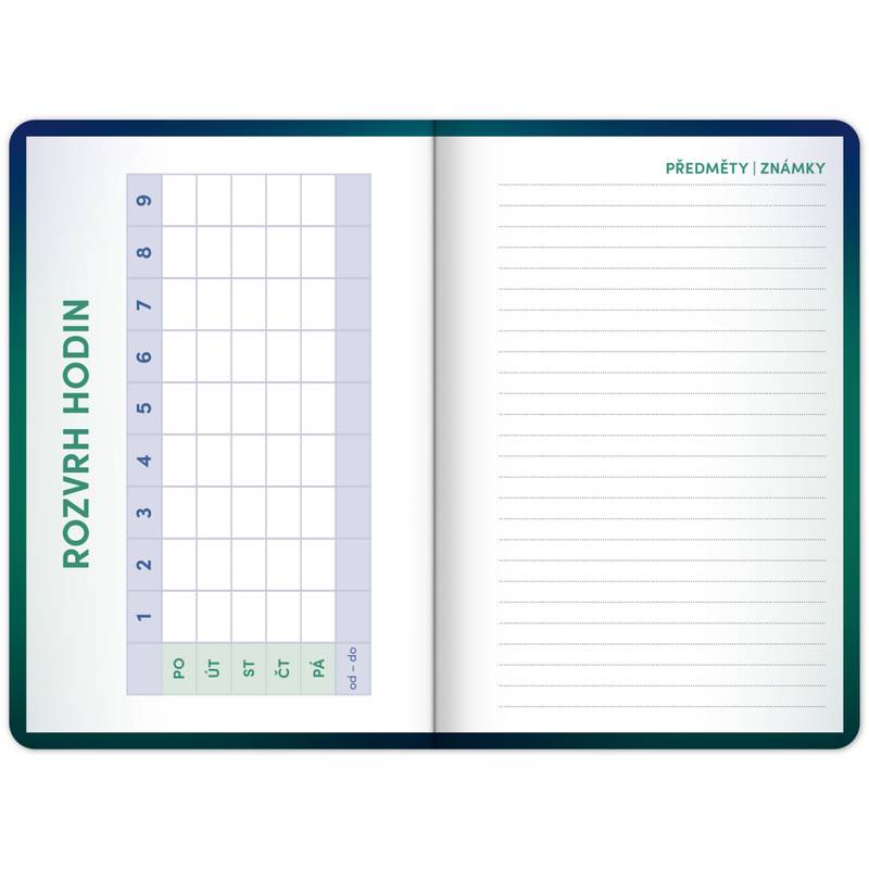 NOTIQUE Školní diář Zelený (září 2025 – prosinec 2026), 9,8 x 14,5 cm NOTIQUE Školní diář Zelený (září 2025 – prosinec 2026), 9,8 x 14,5 cm