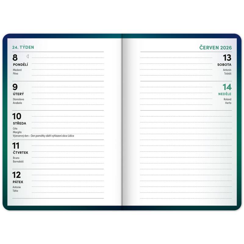 NOTIQUE Školní diář Zelený (září 2025 – prosinec 2026), 9,8 x 14,5 cm NOTIQUE Školní diář Zelený (září 2025 – prosinec 2026), 9,8 x 14,5 cm