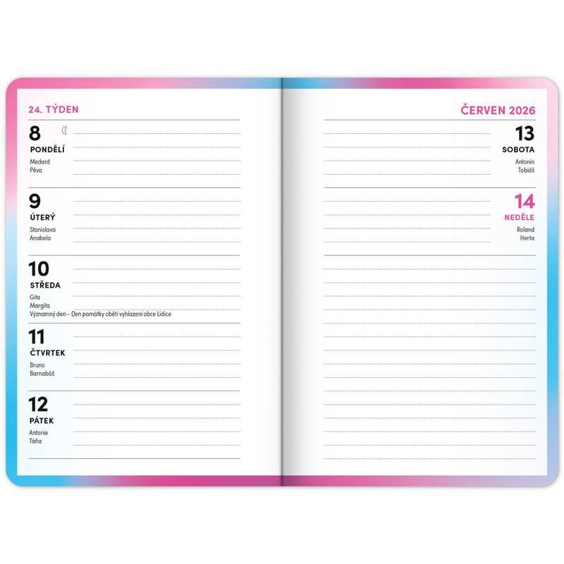 NOTIQUE Školní diář Růžový (září 2025 – prosinec 2026), 9,8 x 14,5 cm NOTIQUE Školní diář Růžový (září 2025 – prosinec 2026), 9,8 x 14,5 cm