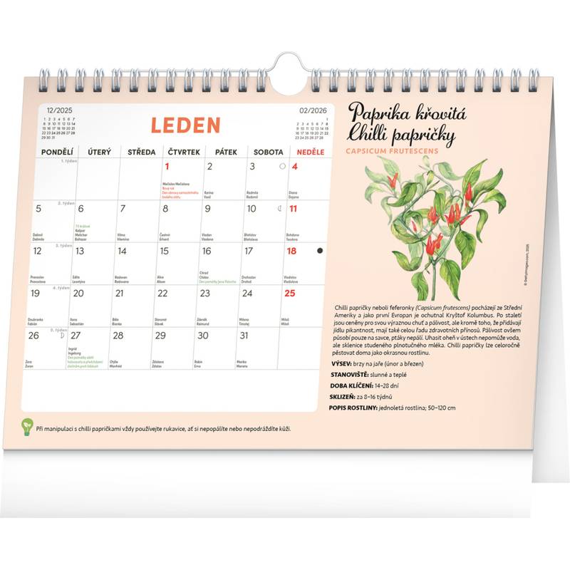 NOTIQUE Měsíční plánovací kalendář se semínky CZ 2026, 30 x 21 cm NOTIQUE Měsíční plánovací kalendář se semínky CZ 2026, 30 x 21 cm