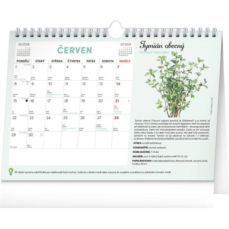 NOTIQUE Měsíční plánovací kalendář se semínky CZ 2026, 30 x 21 cm NOTIQUE Měsíční plánovací kalendář se semínky CZ 2026, 30 x 21 cm