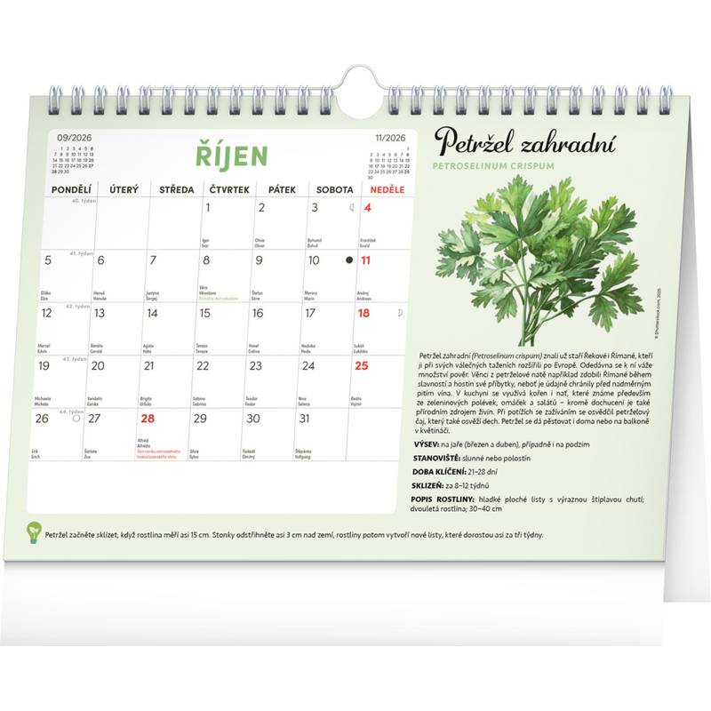NOTIQUE Měsíční plánovací kalendář se semínky CZ 2026, 30 x 21 cm NOTIQUE Měsíční plánovací kalendář se semínky CZ 2026, 30 x 21 cm