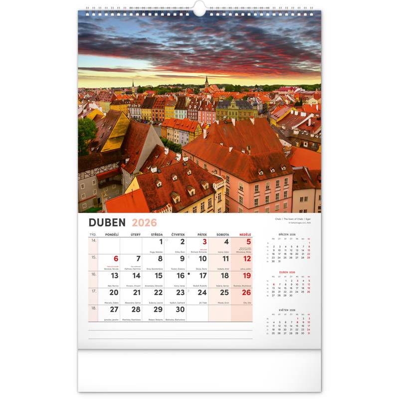 NOTIQUE Nástěnný kalendář Má vlast CZ 2026, 33 x 46 cm NOTIQUE Nástěnný kalendář Má vlast CZ 2026, 33 x 46 cm