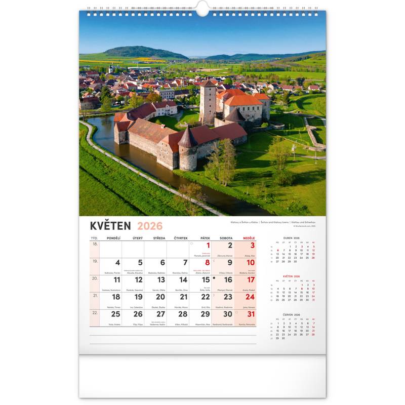 NOTIQUE Nástěnný kalendář Má vlast CZ 2026, 33 x 46 cm NOTIQUE Nástěnný kalendář Má vlast CZ 2026, 33 x 46 cm