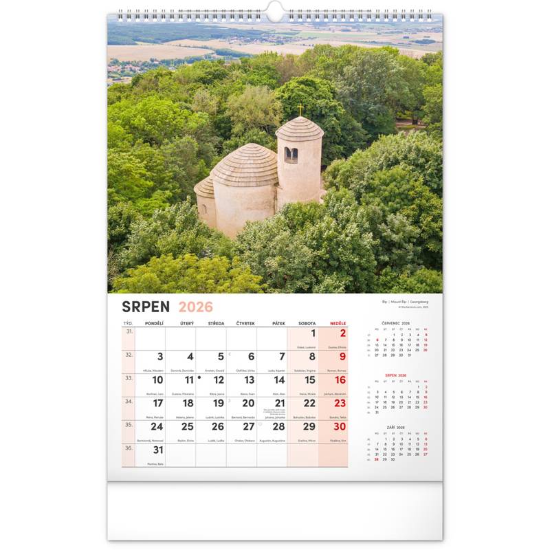 NOTIQUE Nástěnný kalendář Má vlast CZ 2026, 33 x 46 cm NOTIQUE Nástěnný kalendář Má vlast CZ 2026, 33 x 46 cm