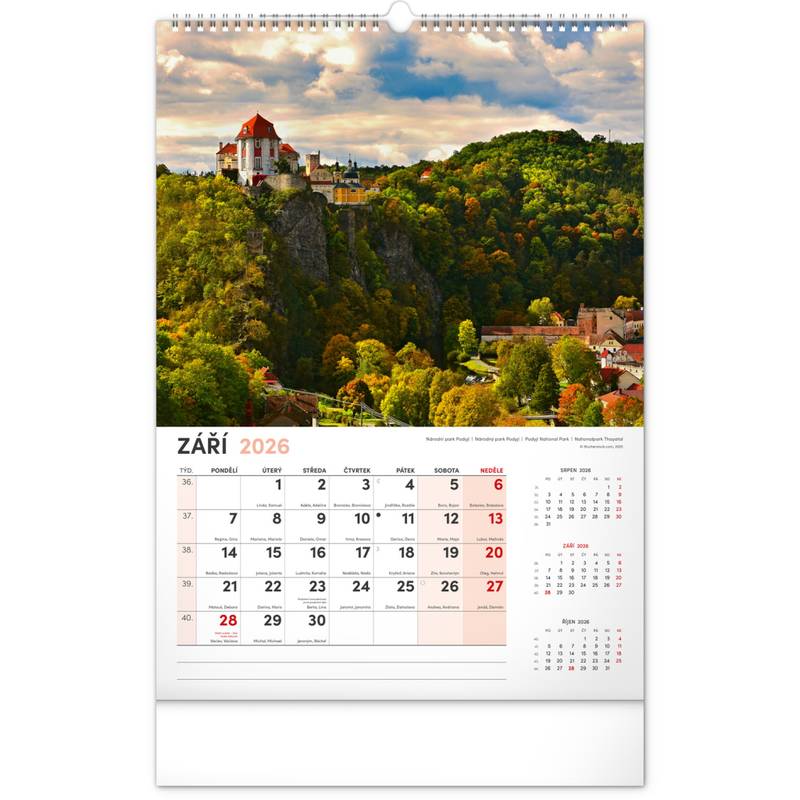 NOTIQUE Nástěnný kalendář Má vlast CZ 2026, 33 x 46 cm NOTIQUE Nástěnný kalendář Má vlast CZ 2026, 33 x 46 cm