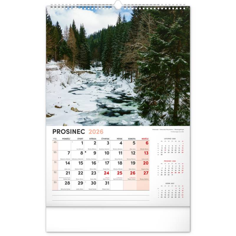 NOTIQUE Nástěnný kalendář Má vlast CZ 2026, 33 x 46 cm NOTIQUE Nástěnný kalendář Má vlast CZ 2026, 33 x 46 cm