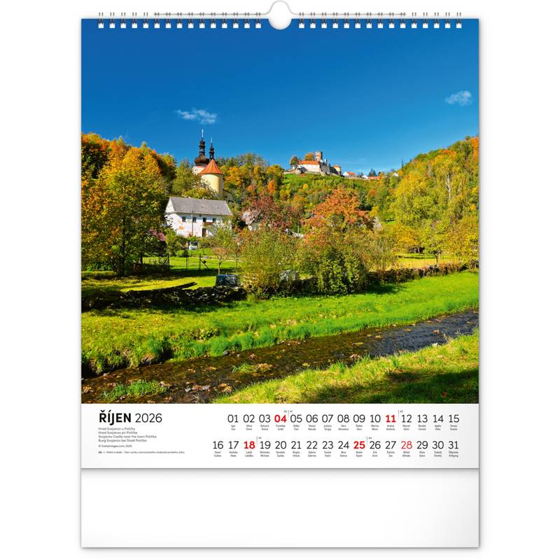 NOTIQUE Nástěnný kalendář Toulky českou krajinou CZ 2026, 30 x 34 cm NOTIQUE Nástěnný kalendář Toulky českou krajinou CZ 2026, 30 x 34 cm