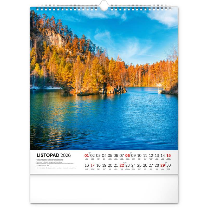 NOTIQUE Nástěnný kalendář Vodní království CZ 2026, 30 x 34 cm NOTIQUE Nástěnný kalendář Vodní království CZ 2026, 30 x 34 cm
