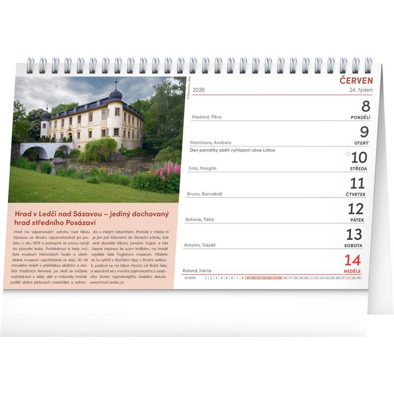 NOTIQUE Stolní kalendář Hrady a zámky CZ 2026, 23,1 x 14,5 cm NOTIQUE Stolní kalendář Hrady a zámky CZ 2026, 23,1 x 14,5 cm