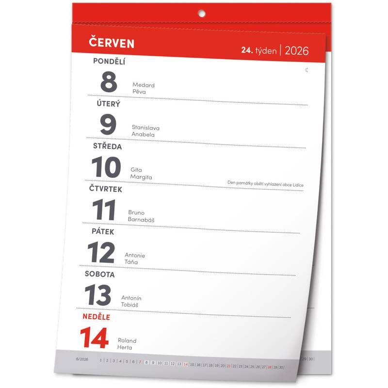 NOTIQUE Nástěnný kalendář Trhací týdenní CZ 2026, A5 NOTIQUE Nástěnný kalendář Trhací týdenní CZ 2026, A5