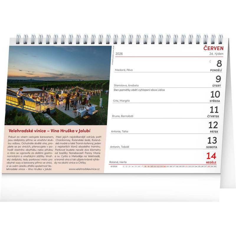 NOTIQUE Stolní kalendář Putování za vínem CZ 2026, 23,1 x 14,5 cm NOTIQUE Stolní kalendář Putování za vínem CZ 2026, 23,1 x 14,5 cm