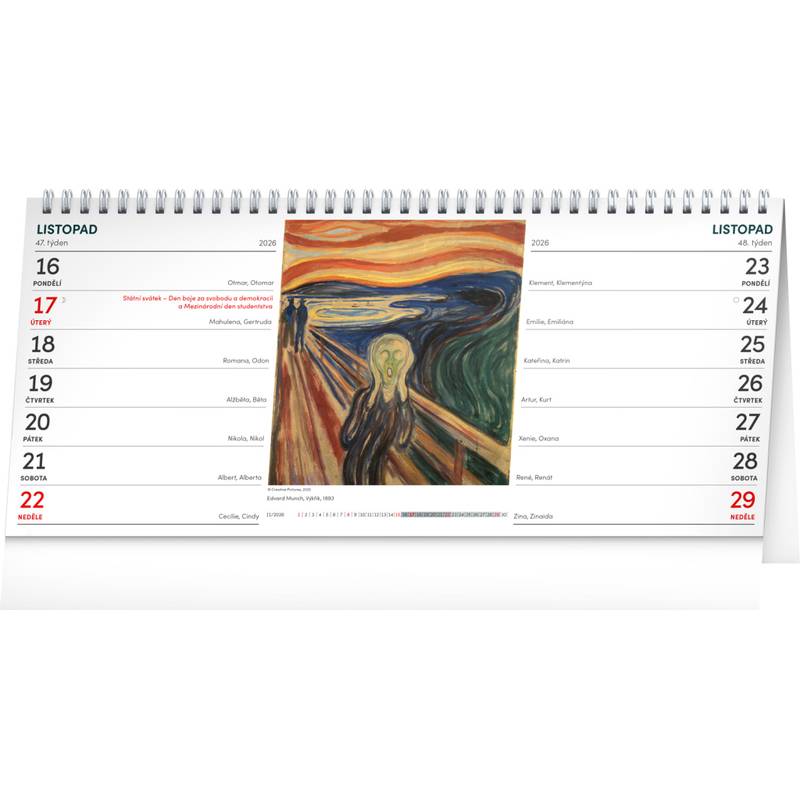 NOTIQUE Stolní kalendář Umění CZ 2026 – 14-denní, 33 x 14,5 cm NOTIQUE Stolní kalendář Umění CZ 2026 – 14-denní, 33 x 14,5 cm