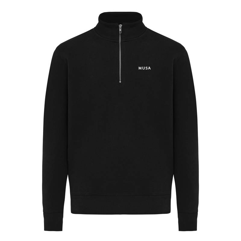 IQONIQ Elgon sveter s krátkym zipsom z recyklovanej bavlny, čierna IQONIQ Elgon sveter s krátkym zipsom z recyklovanej bavlny, čierna