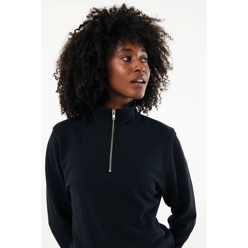 IQONIQ Elgon sveter s krátkym zipsom z recyklovanej bavlny, čierna IQONIQ Elgon sveter s krátkym zipsom z recyklovanej bavlny, čierna