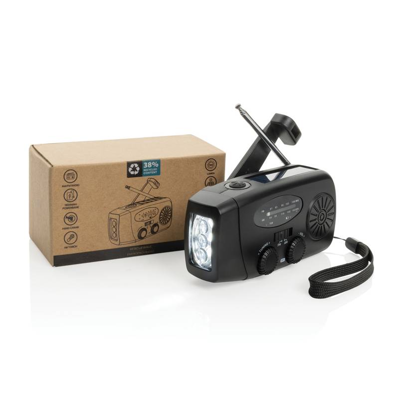 RescueWave RCS nouzové rádio z recyklovaného plastu, černá RescueWave RCS nouzové rádio z recyklovaného plastu, černá