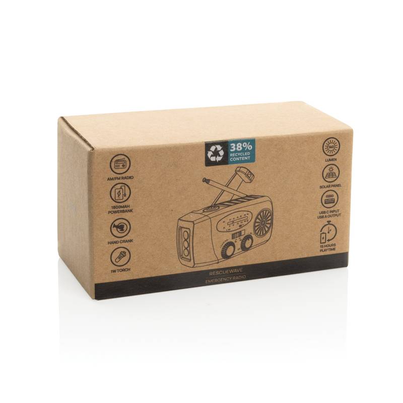 RescueWave RCS nouzové rádio z recyklovaného plastu, černá RescueWave RCS nouzové rádio z recyklovaného plastu, černá