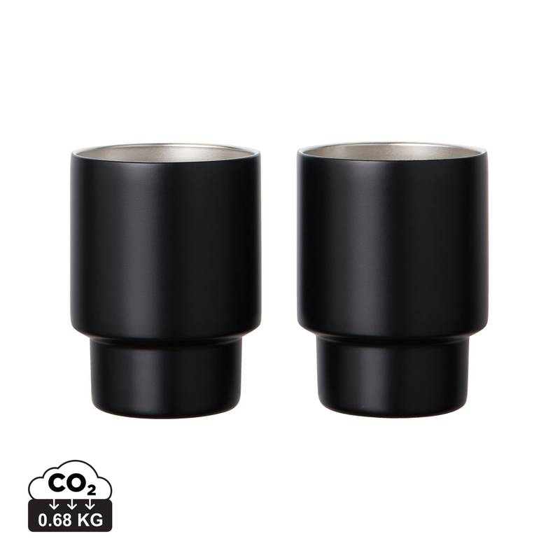 VINGA Nagano RCS recyklované nerezové hrníčky, sada 2 ks, černá VINGA Nagano RCS recyklované nerezové hrníčky, sada 2 ks, černá