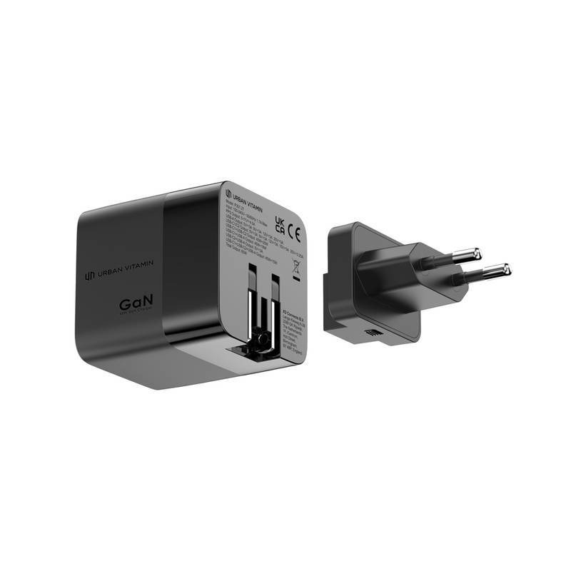 Urban Vitamin Mendocino 65W GaN nabíječka s nabíjecím kabelem, černá Urban Vitamin Mendocino 65W GaN nabíječka s nabíjecím kabelem, černá
