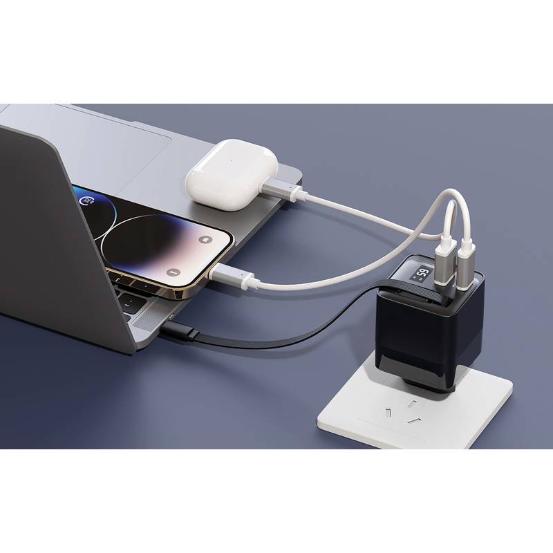 Urban Vitamin Mendocino 65W GaN nabíječka s nabíjecím kabelem, černá Urban Vitamin Mendocino 65W GaN nabíječka s nabíjecím kabelem, černá