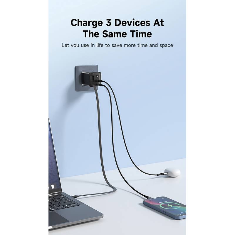 Urban Vitamin Mendocino 65W GaN nabíječka s nabíjecím kabelem, černá Urban Vitamin Mendocino 65W GaN nabíječka s nabíjecím kabelem, černá