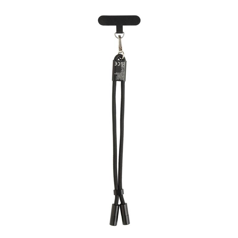 LoopAmp nastavitelné poutko na telefon z RCS RPET 60W kabelem, černá LoopAmp nastavitelné poutko na telefon z RCS RPET 60W kabelem, černá