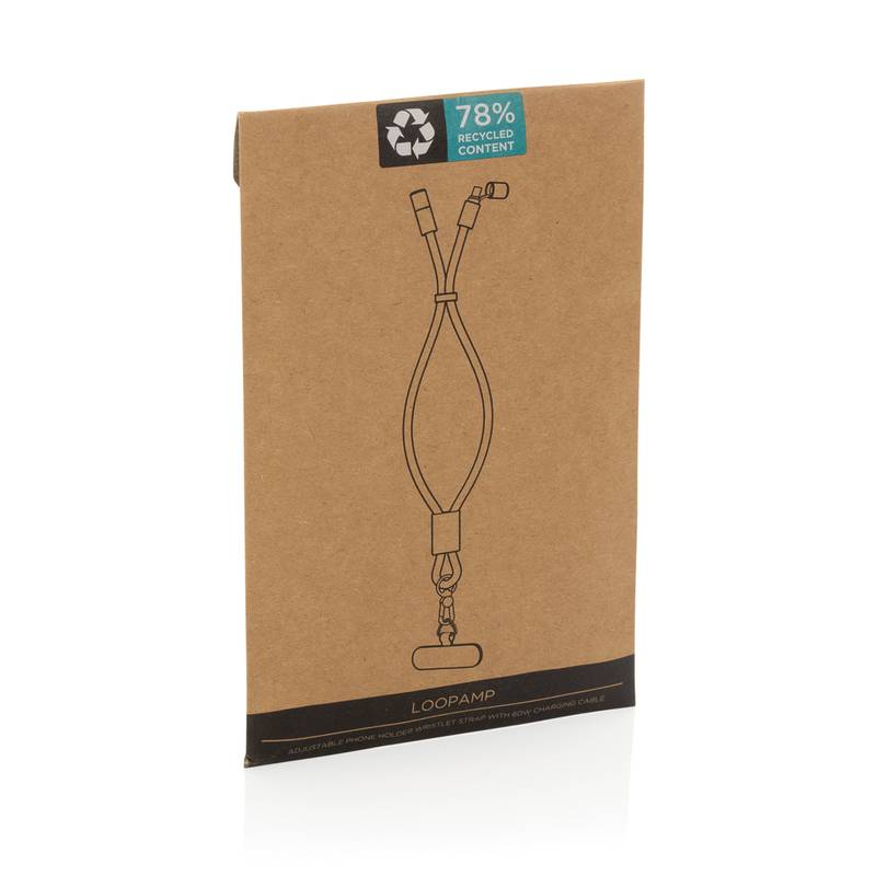 LoopAmp nastavitelné poutko na telefon z RCS RPET 60W kabelem, černá LoopAmp nastavitelné poutko na telefon z RCS RPET 60W kabelem, černá