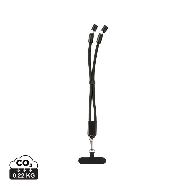 LoopAmp nastavitelné poutko na telefon z RCS RPET 60W kabelem, černá LoopAmp nastavitelné poutko na telefon z RCS RPET 60W kabelem, černá